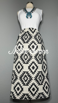 Grey-Ivory Native Design Wool Skirt