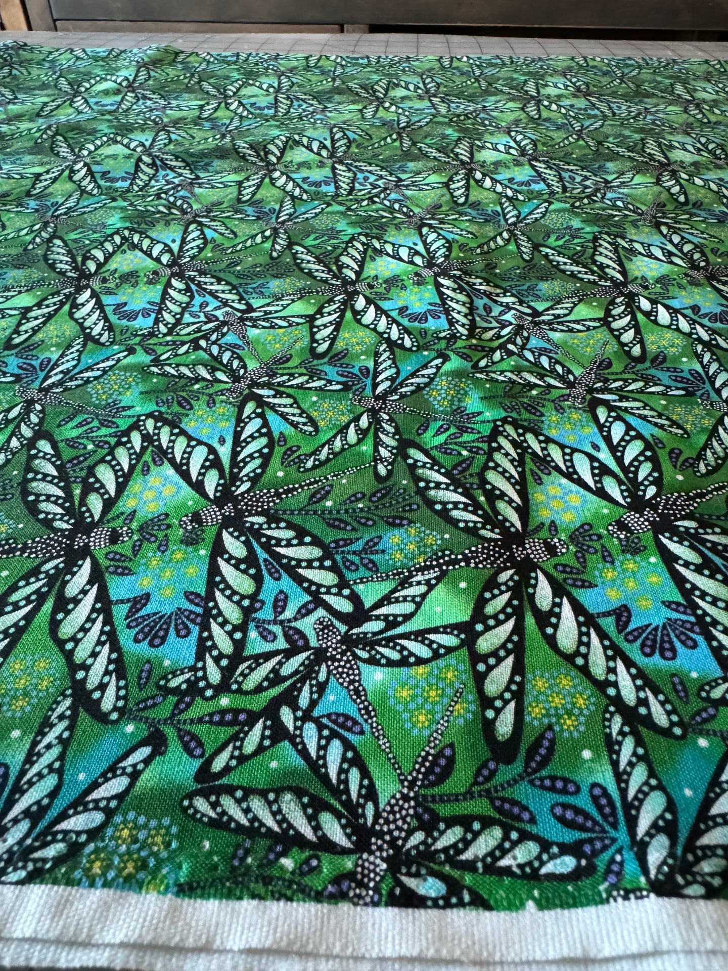 Green Dragonflies Indigenous Fabric