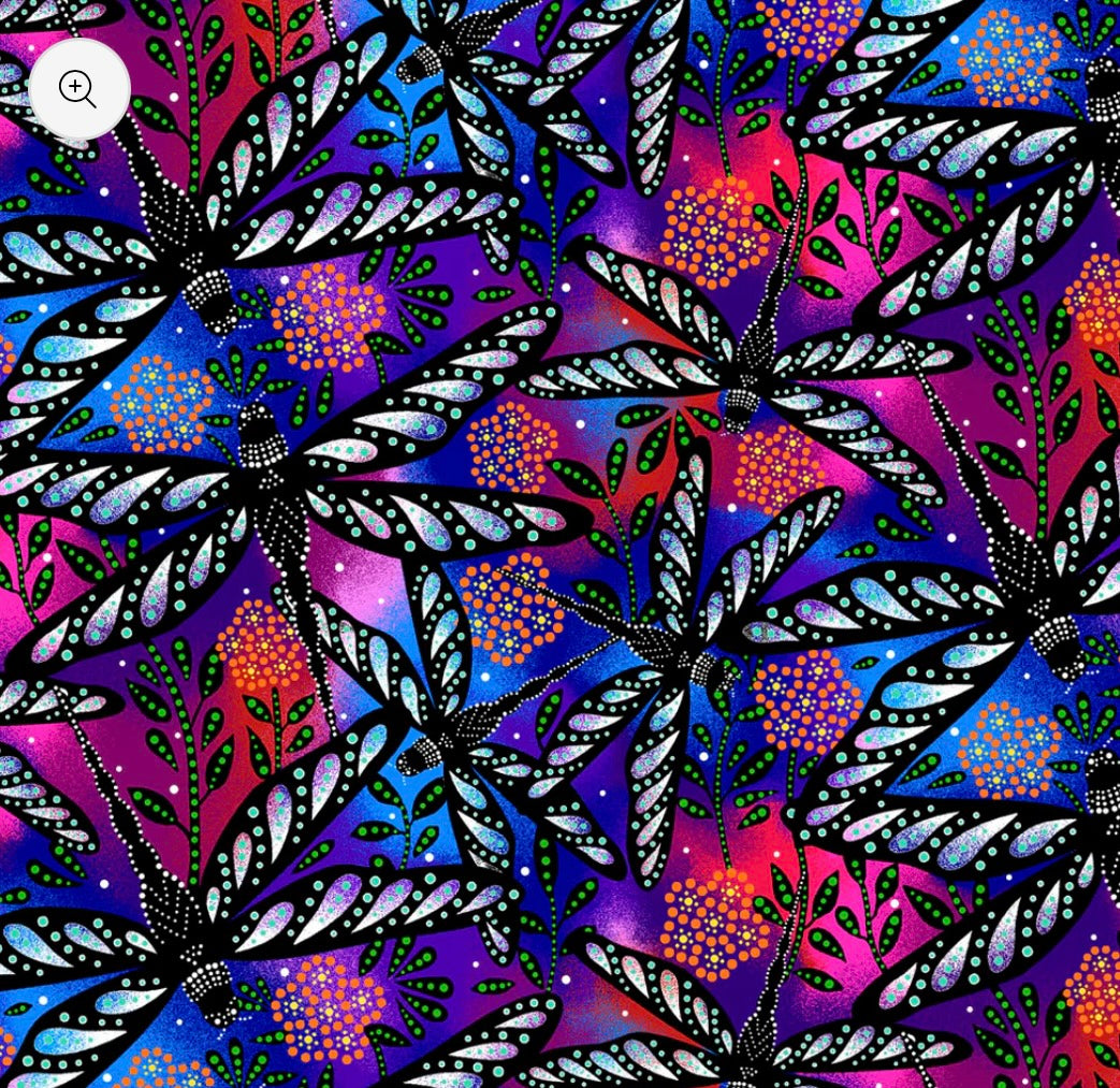 Multi Color Dragonflies Indigenous Fabric