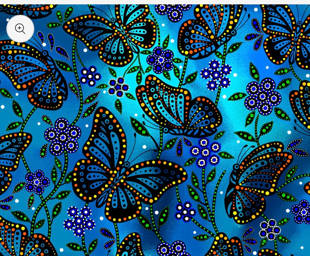 Blue Butterflies Indigenous Fabric