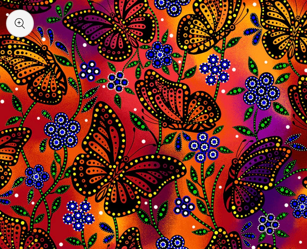 Orange Butterflies Indigenous Fabric
