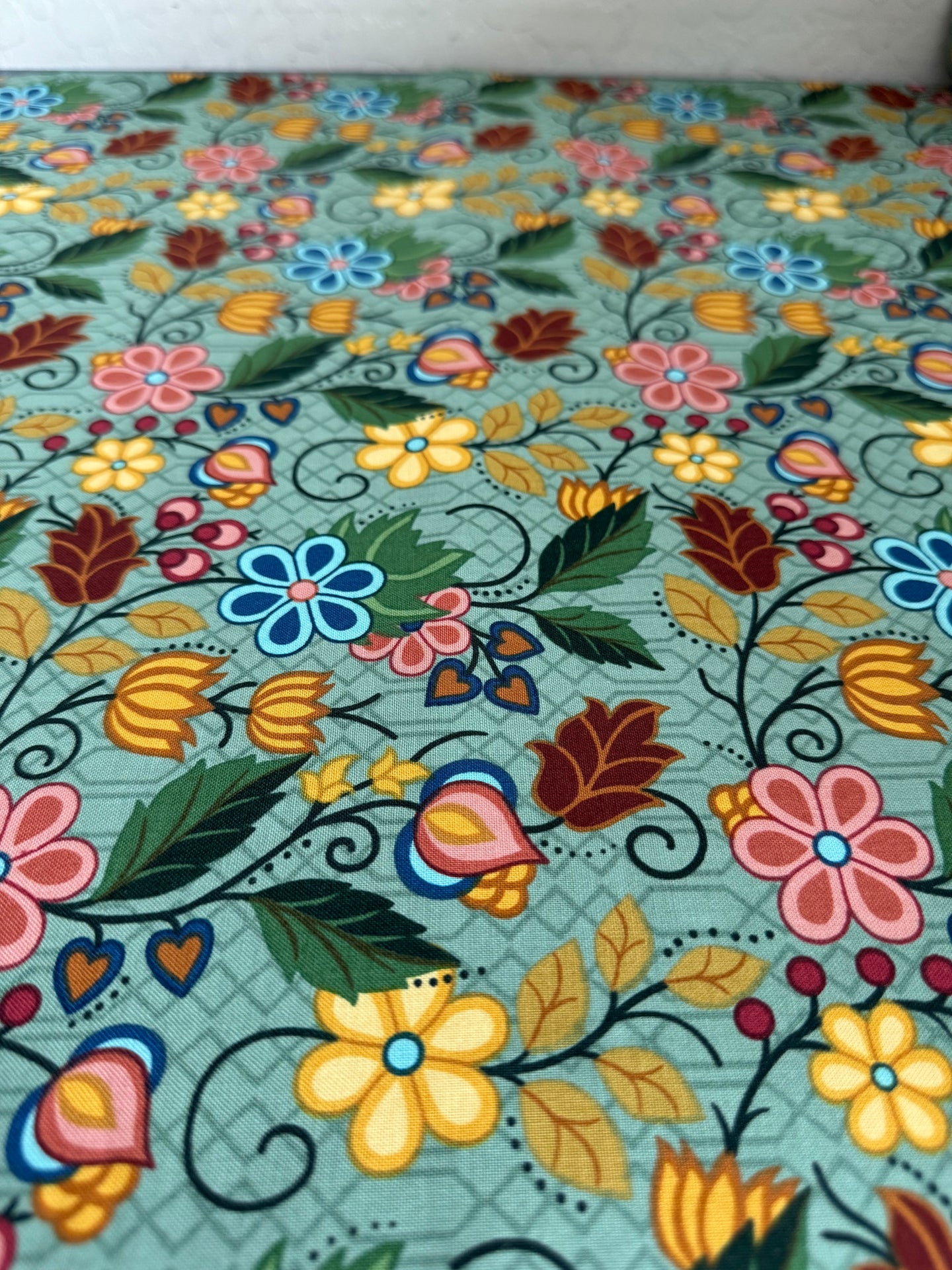 Mint SG4 Native Floral Cotton Fabric