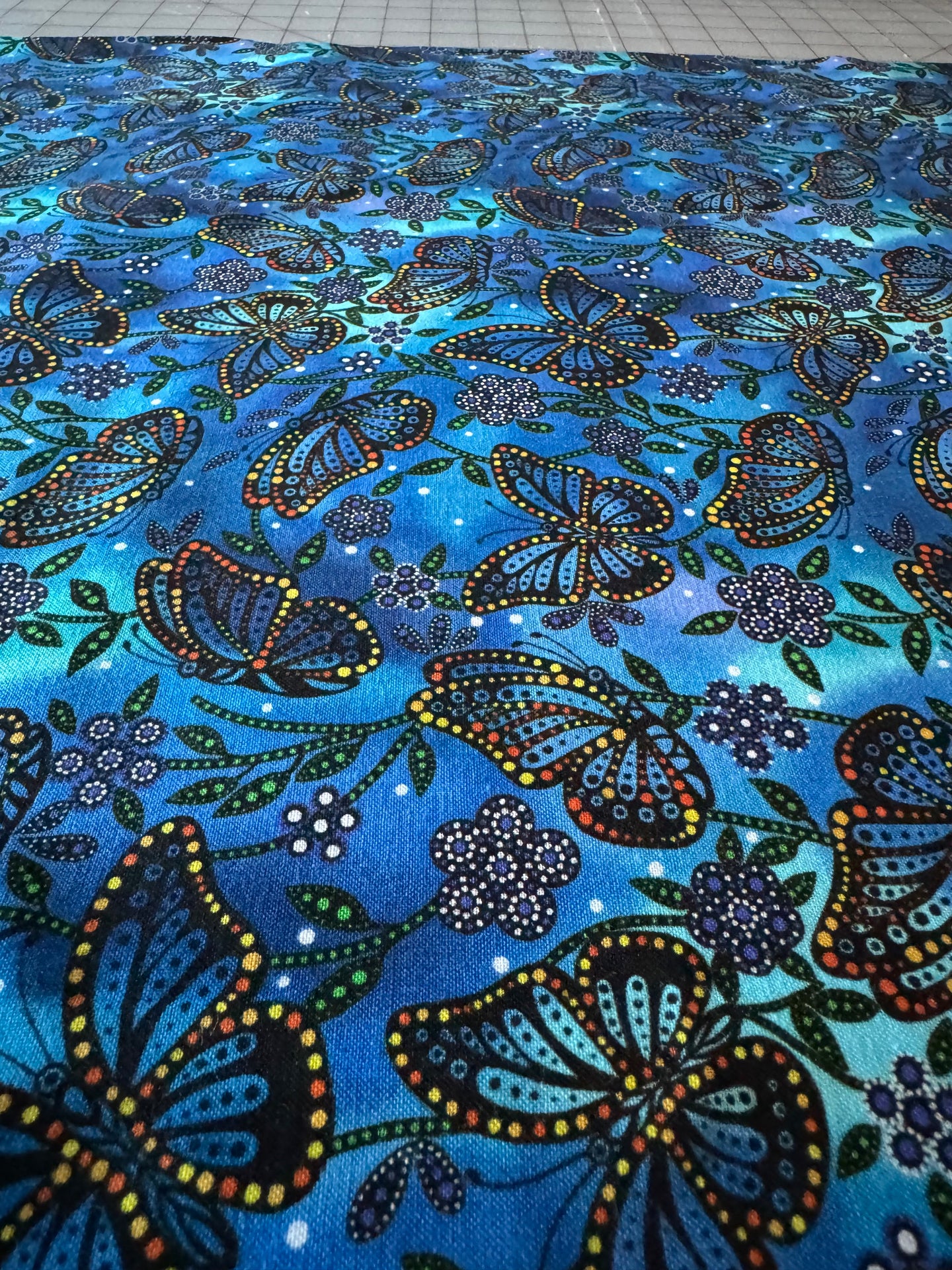 Blue Butterflies Indigenous Fabric