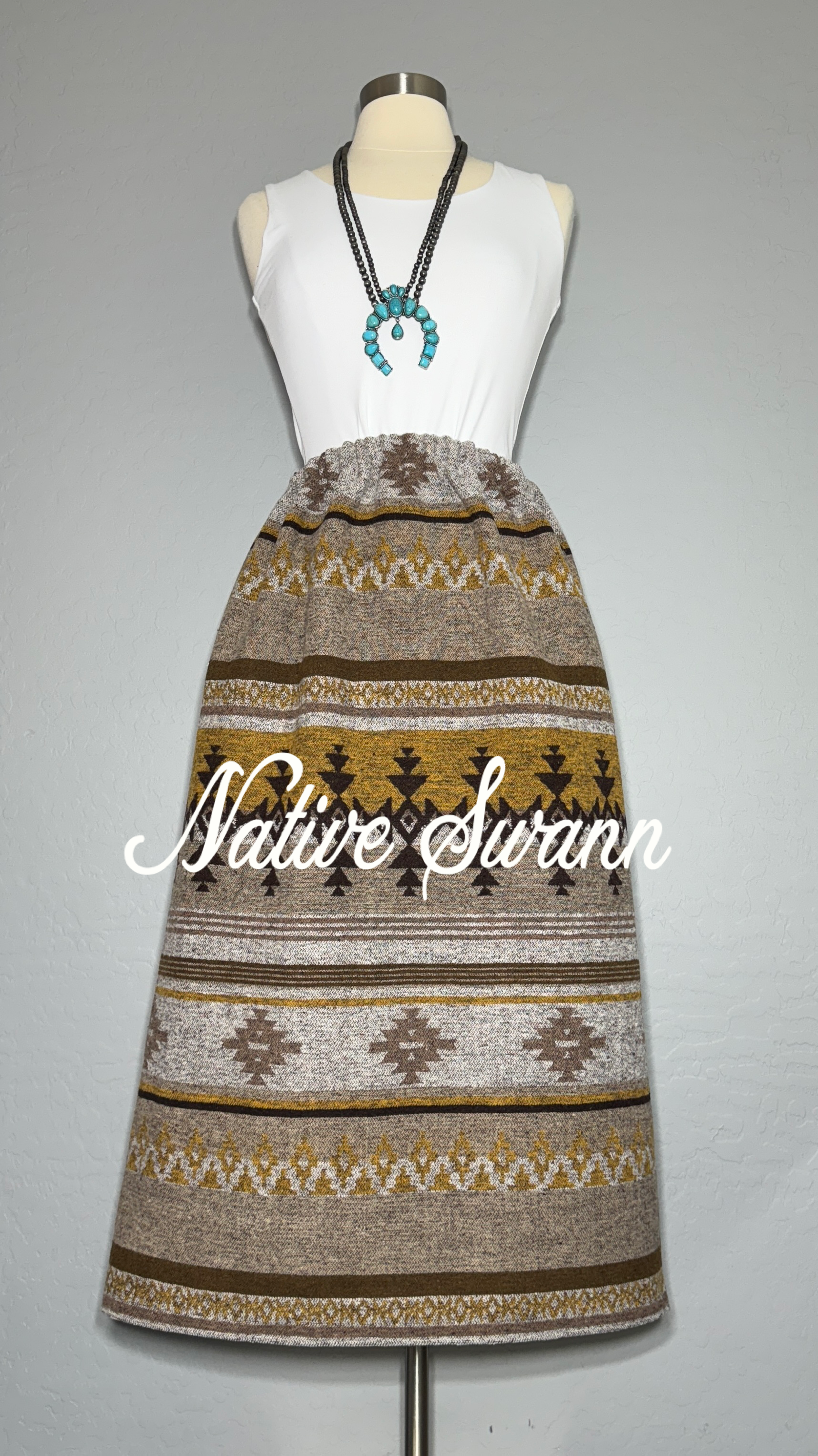 Gold-Tan-Brown Native Wool Skirt