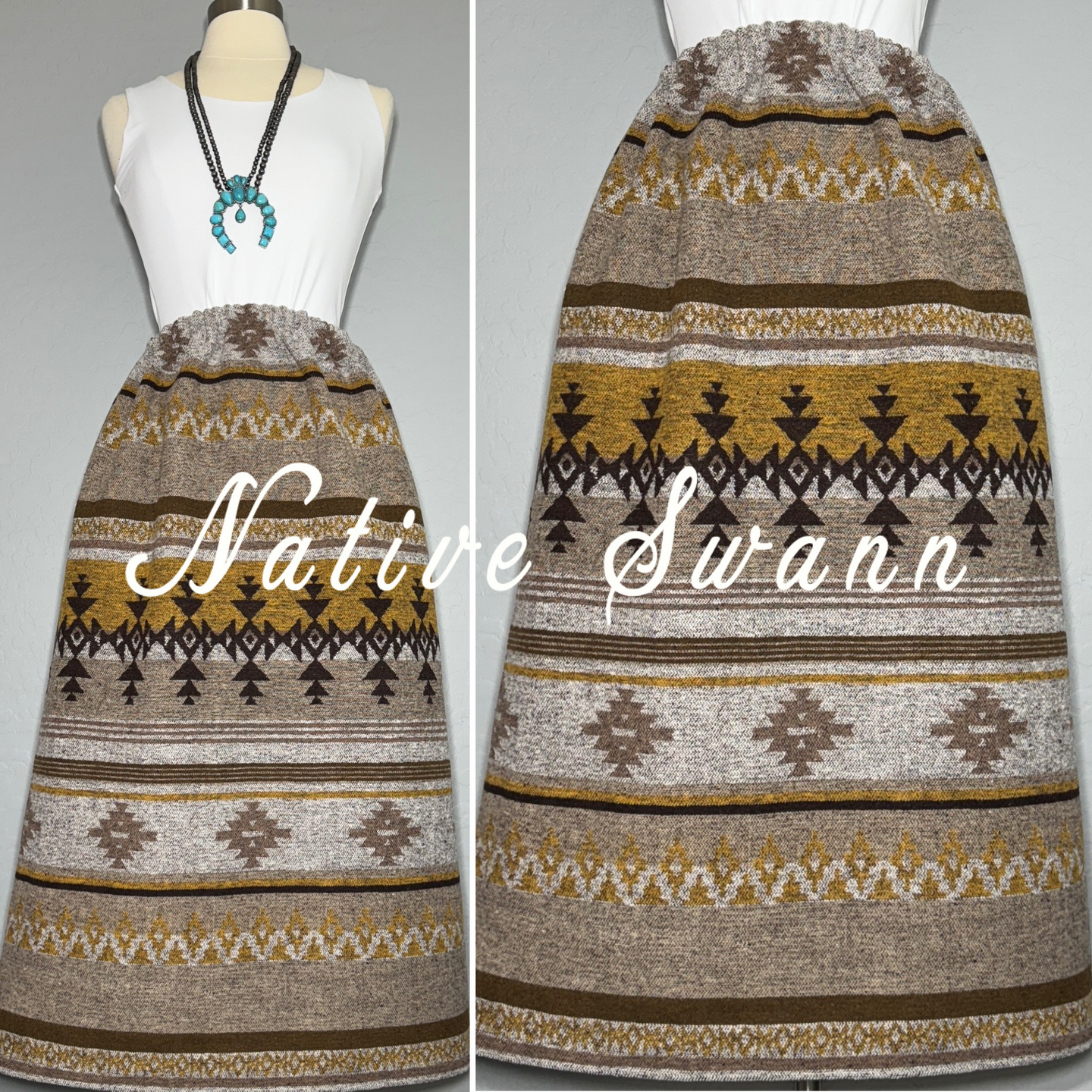 Gold-Tan-Brown Native Wool Skirt