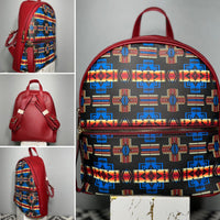 Red-Blue-Black Native Design Mini-Backpack