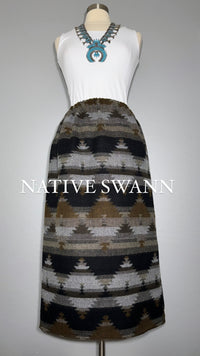Black-Grey-Silver Wool Skirt
