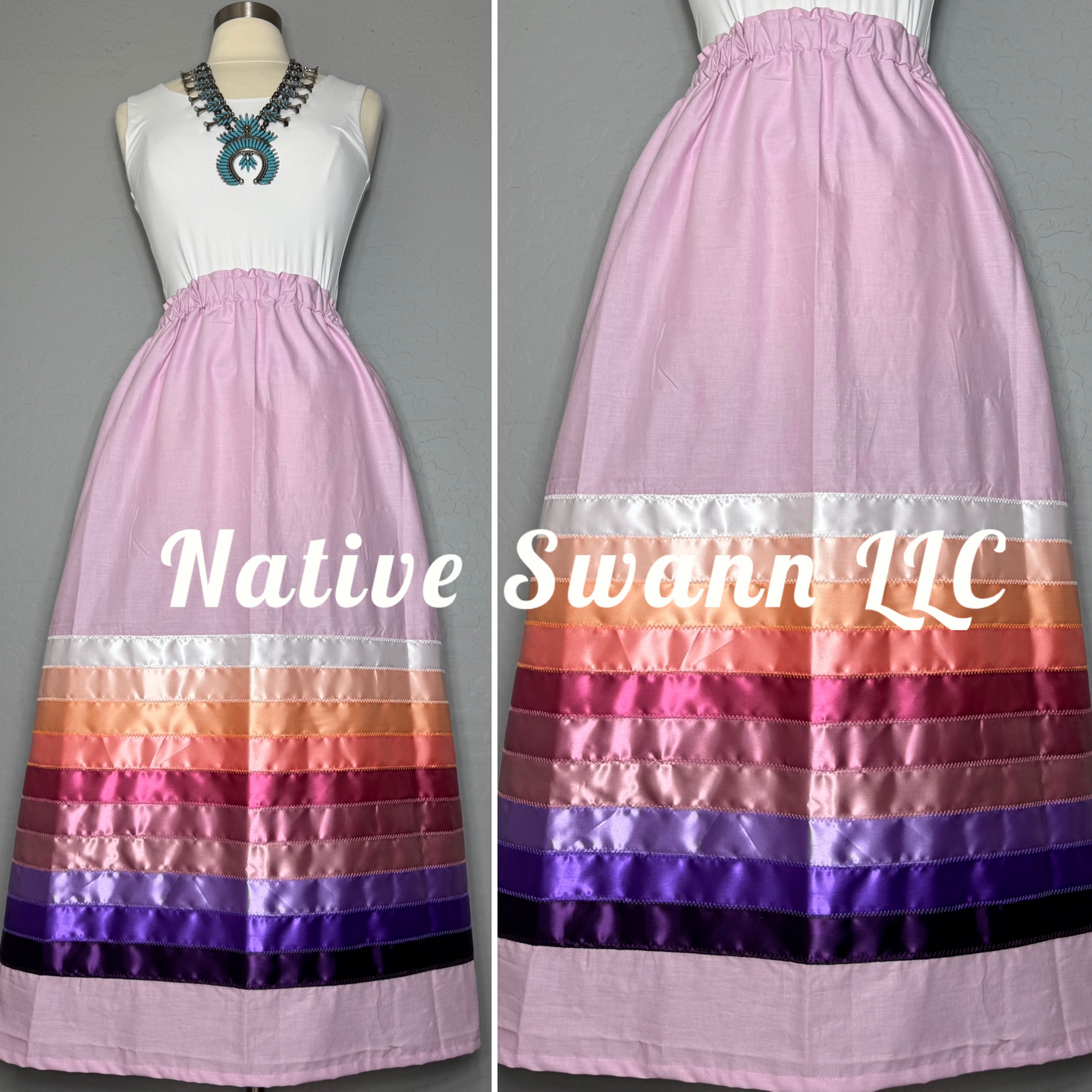 Dusty Rose Cotton Ribbon Skirt w/ pockets