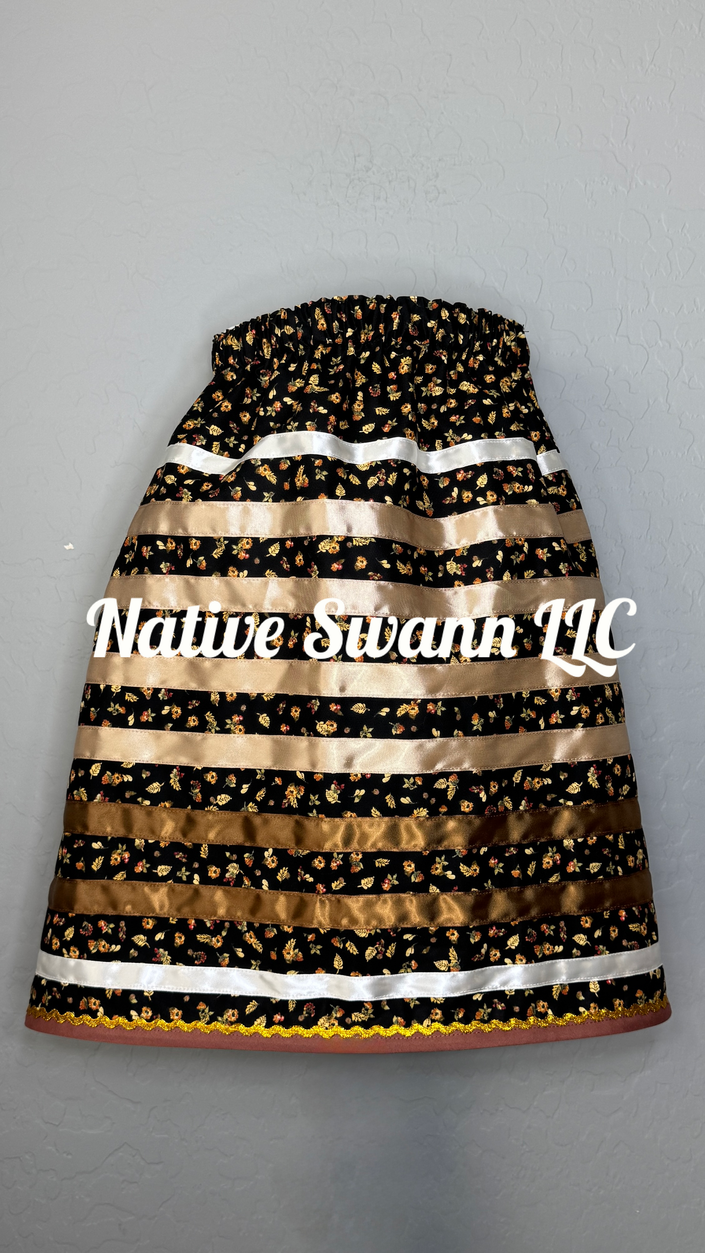 Brown Flowers Cotton Ribbon Skirt