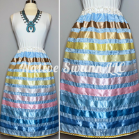 Lt. Blue Roses Satin Ribbon Skirt w/ Pockets