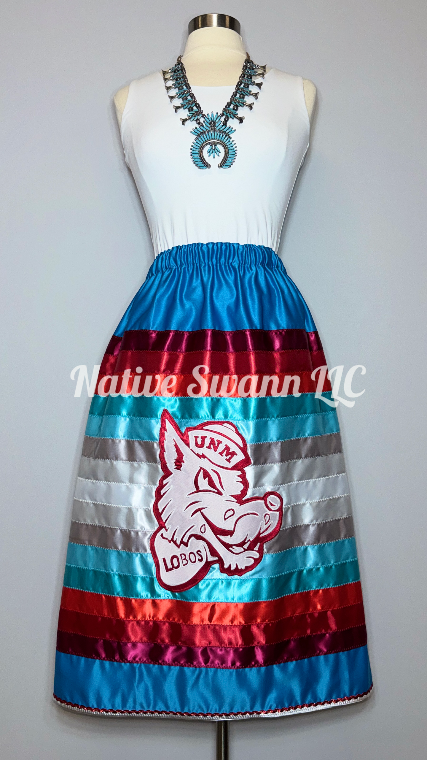 Turquoise Lobo Satin Ribbon Skirt w/ Pockets