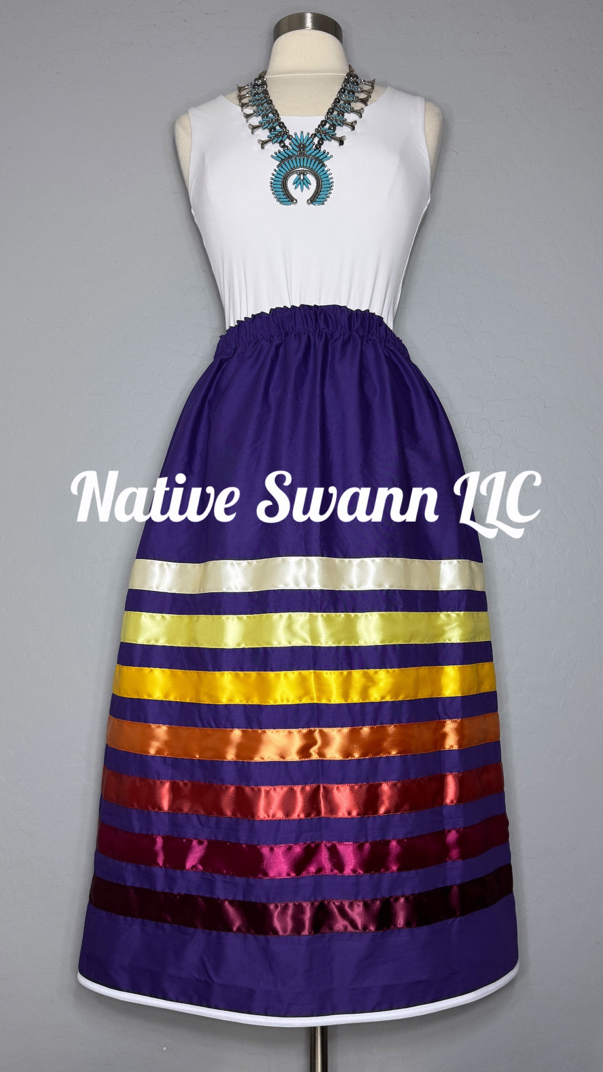 Purple Solid Cotton Ribbon Skirt w/ Pockets