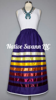 Purple Solid Cotton Ribbon Skirt w/ Pockets