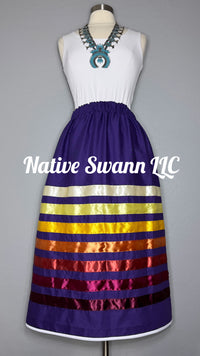 Purple Solid Cotton Ribbon Skirt w/ Pockets
