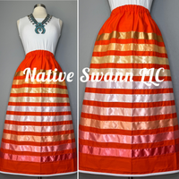 Orange Cotton Ribbon Skirt w/ Pockets
