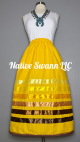 Yellow Solid Cotton Ribbon Skirts w/ pockets