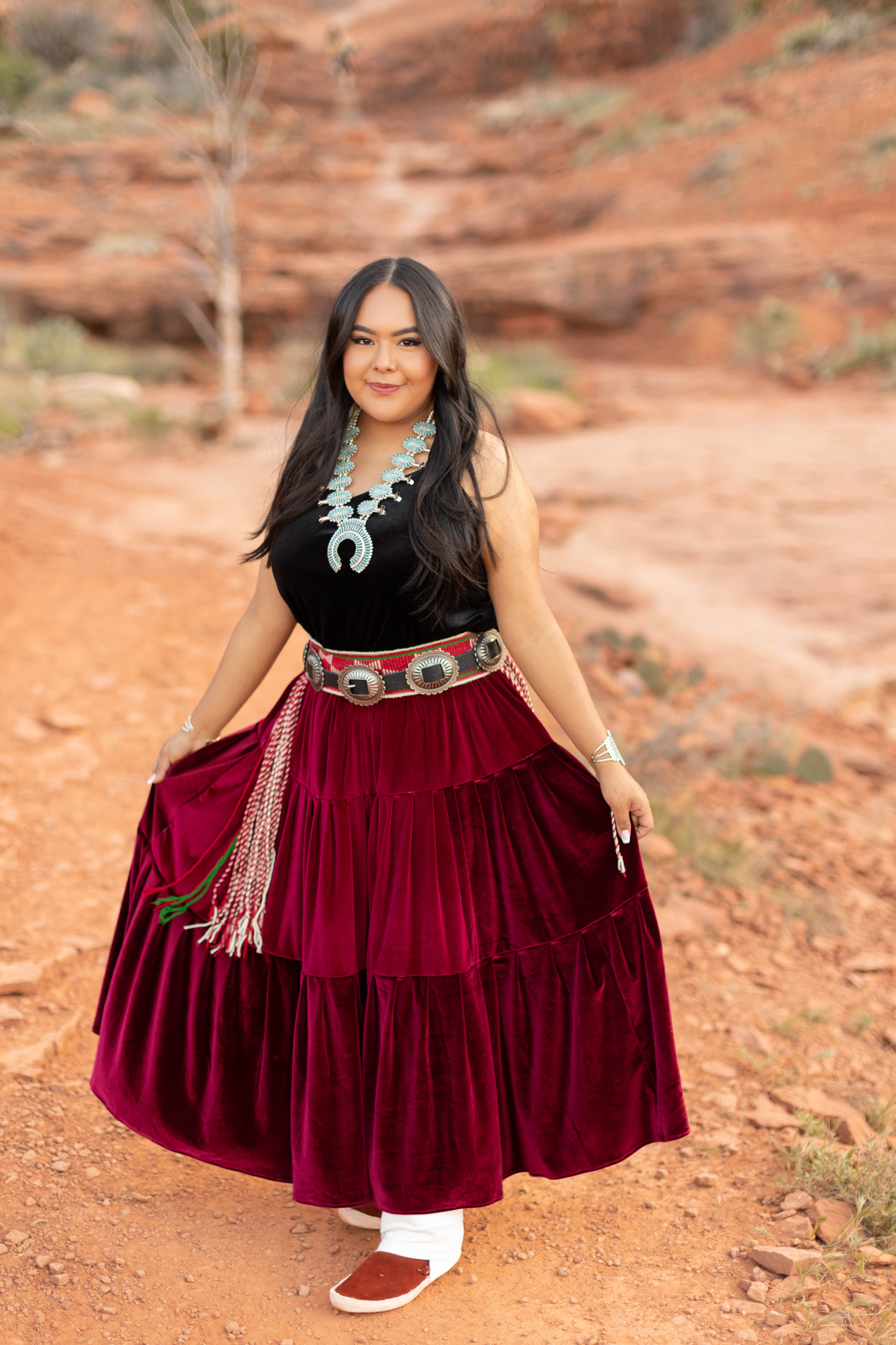 Brown and fashion Blue Ribbon Skirt