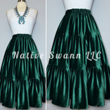 Forest Green Velvet 3 Tier Skirt w/ Silver Studs