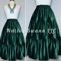 Forest Green Velvet 3 Tier Skirt w/ Silver Studs