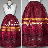 Arizona Burgundy Floral Overlay Satin Ribbon Skirt