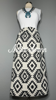 Grey-Ivory Native Design Wool Skirt