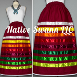 Scarlet Red Solid Cotton Ribbon Skirt w/ Pockets