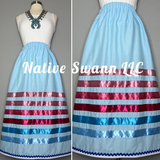 Lt. Blue Solid Cotton Ribbon Skirts w/ Pockets