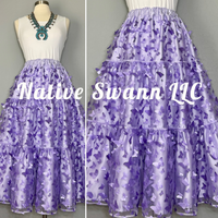 3 Tier 3D Lavender Butterflies Overlay Satin Skirt