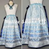 Lt Blue Embroidered Floral Overlay Satin Ribbon Skirt w/ Bows on both sides