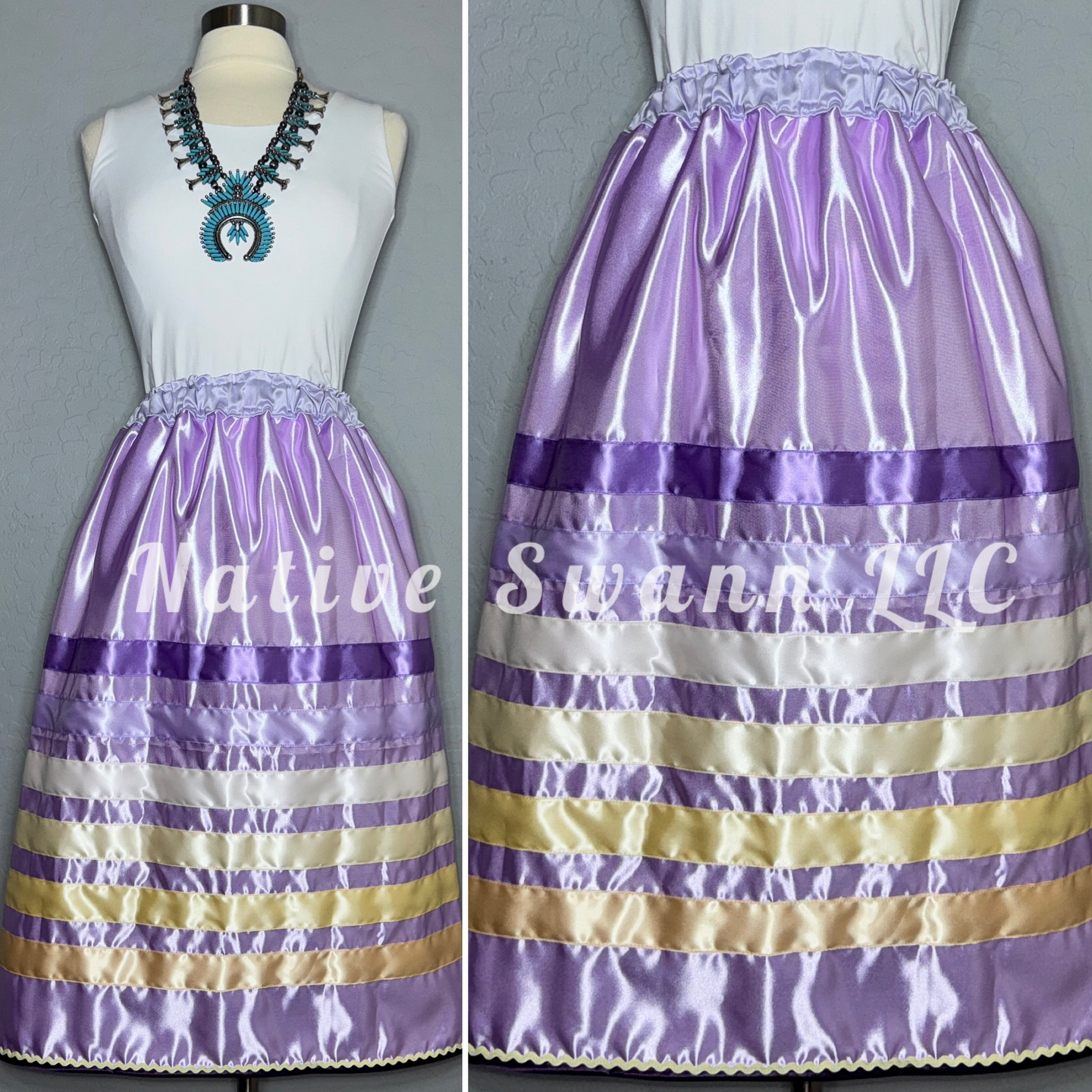 Lavender Satin Ribbon Skirt w/ Pockets