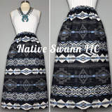 Grey, Navy + Lt. Blue Wool Design Skirt