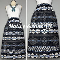 Grey, Navy + Lt. Blue Wool Design Skirt