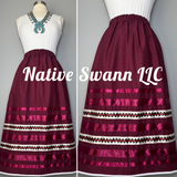 Burgundy Basket Cotton Ribbon Skirt w/ Pockets