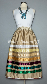 Beige Satin Ribbon Skirt w/ Pockets