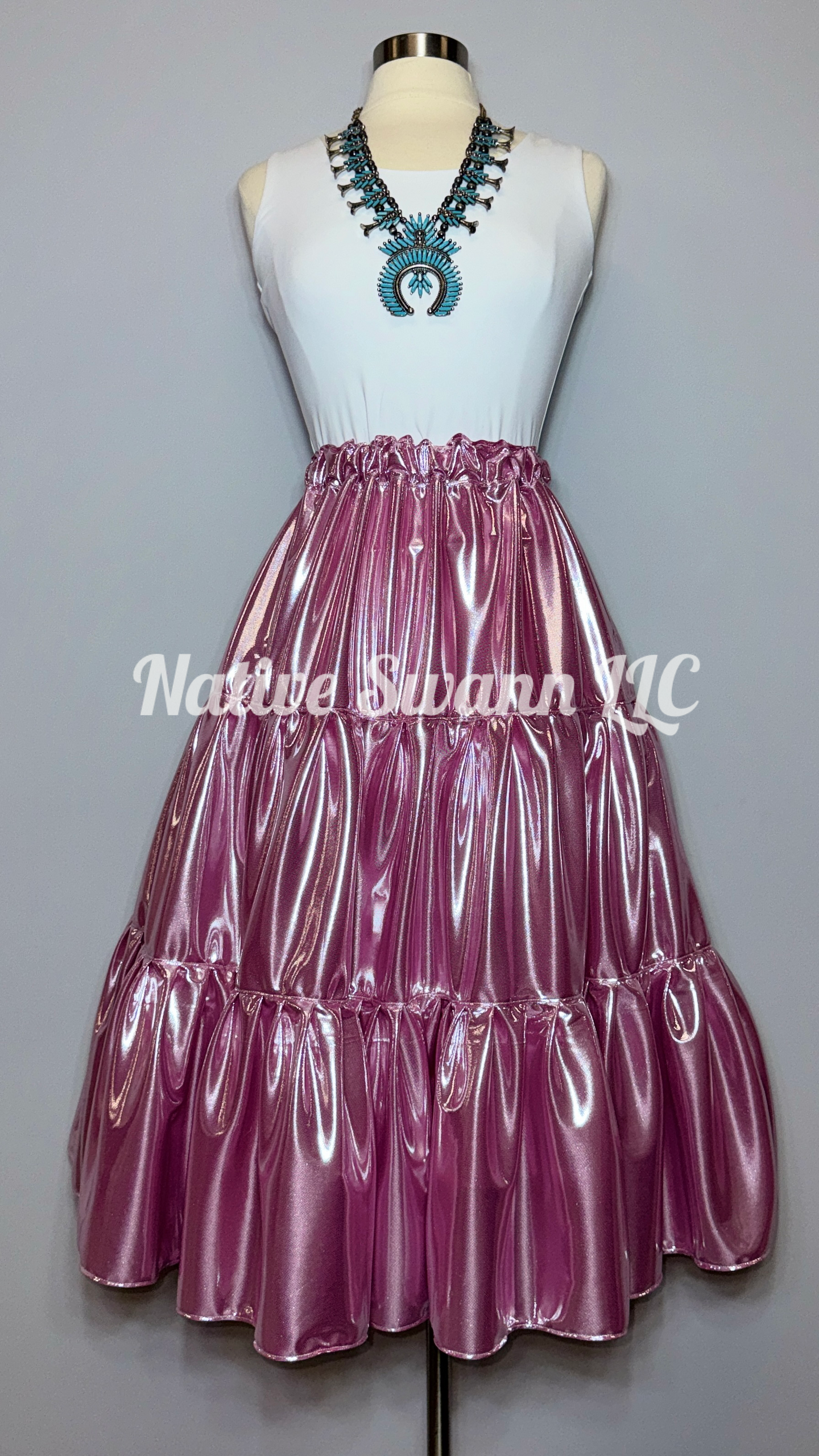 Soft Pink 3 Tier Lamé Skirt