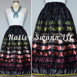 Black Floral Overlay Satin Ribbon Skirt
