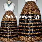 Leopard Print Cotton Ribbon Skirt w/ Pockets