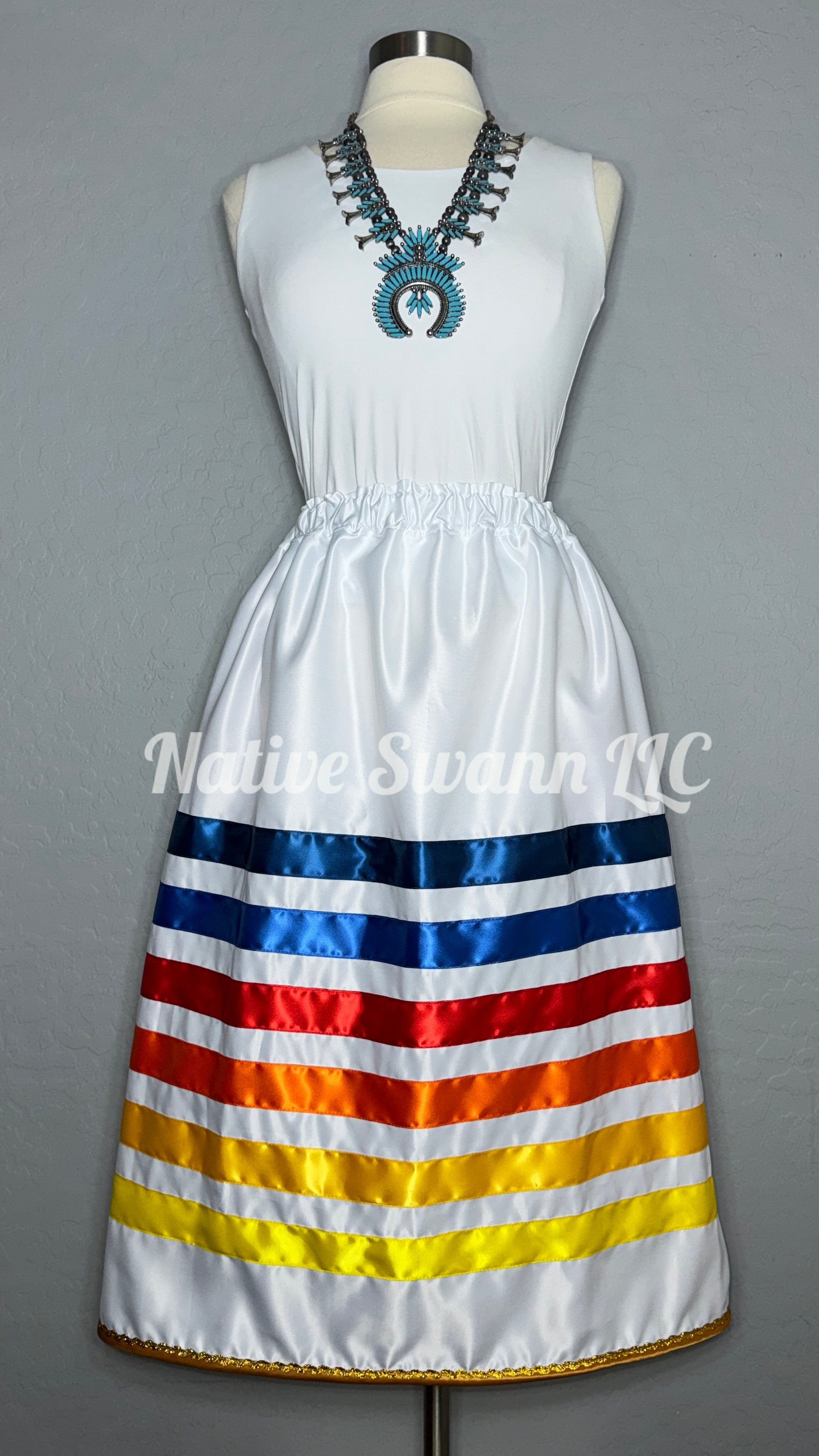 White Satin Ribbon Skirt w/ Pockets