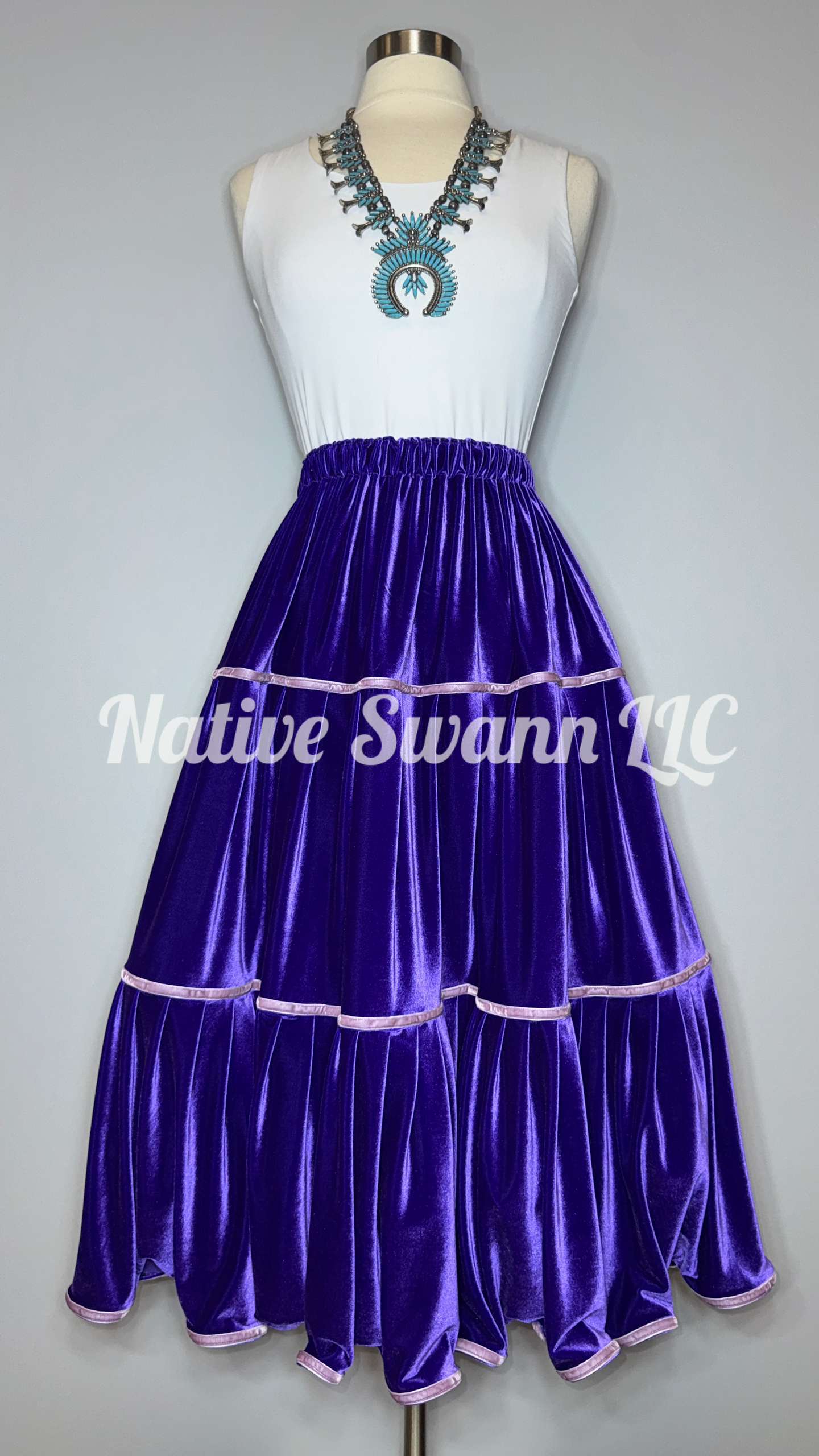 Purple 3 Tier Velvet Skirt w/ Lavender Velvet Trim