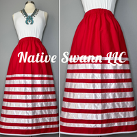Red+White Cotton Ribbon Skirts w/ Pockets