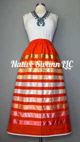 Orange Cotton Ribbon Skirt w/ Pockets