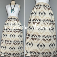 Ivory-Grey-Brown Native Design Wool Skirt
