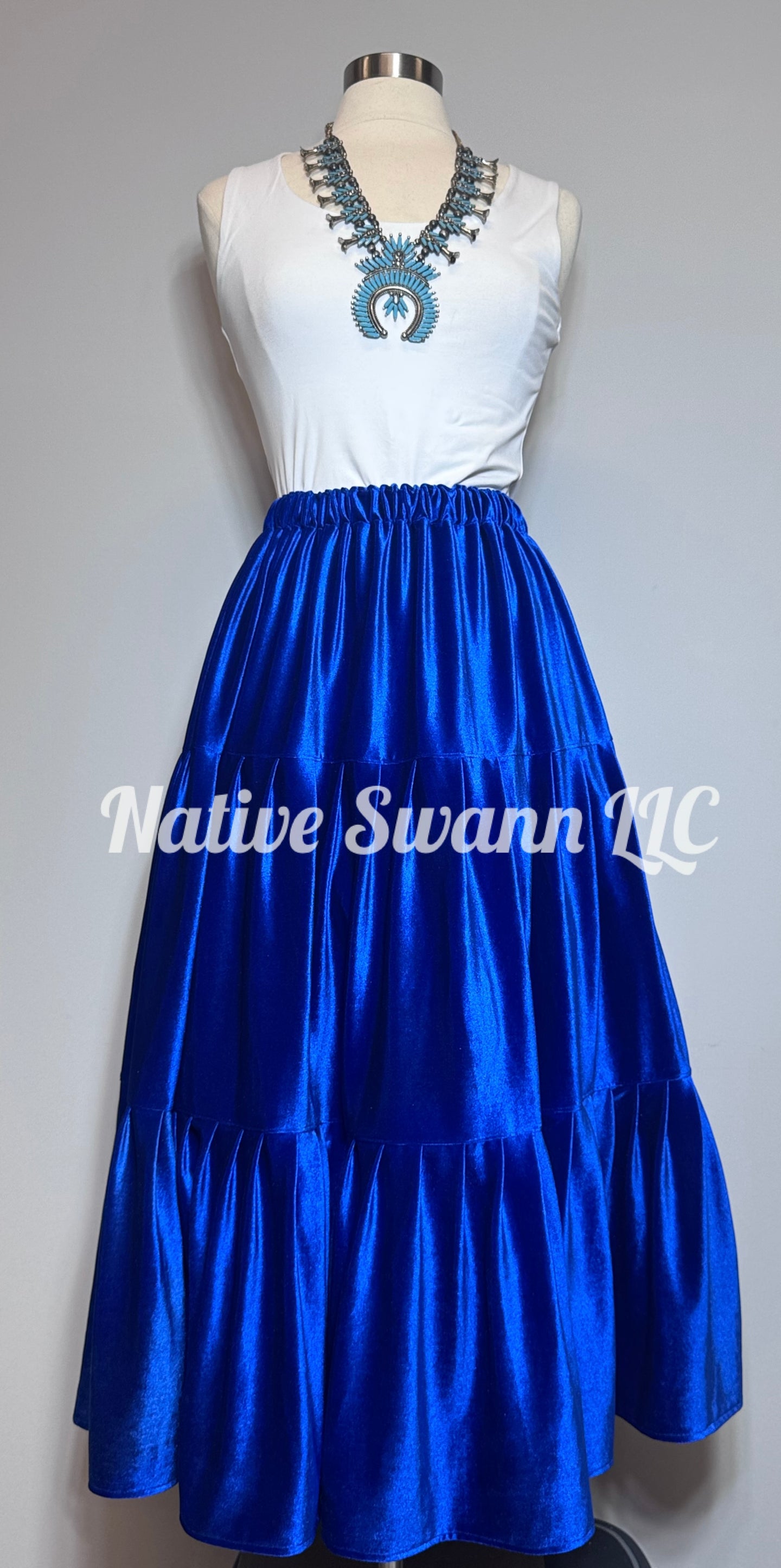 Royal Blue 3 Tier Velvet Skirt
