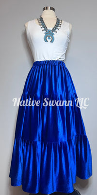 Royal Blue 3 Tier Velvet Skirt