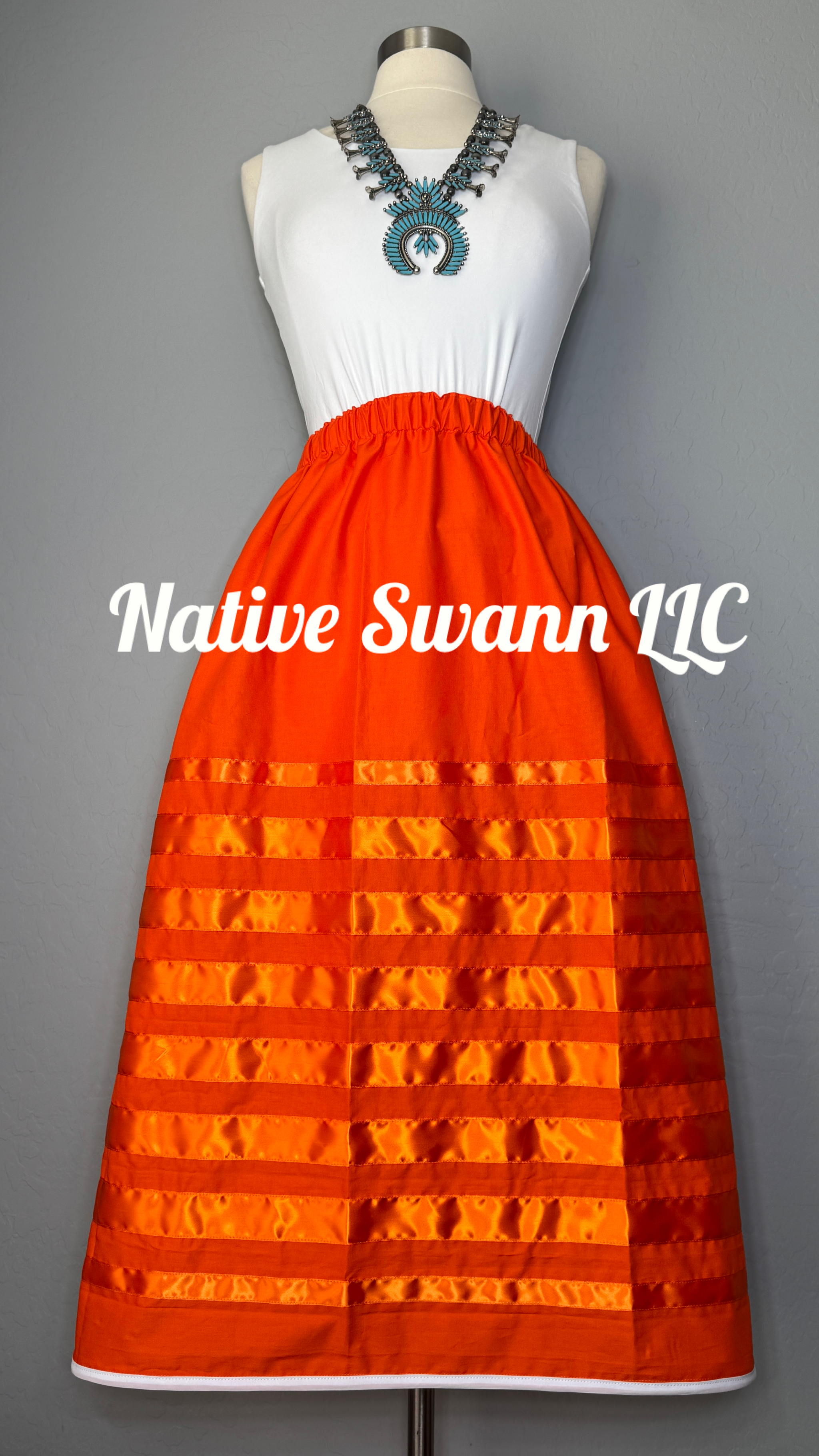 Orange on Orange Cotton Ribbon Skirt w/ Pockets