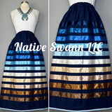 Navy Blue Cotton Ribbon Skirt w/ Pockets