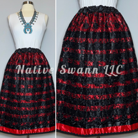 Black+Red Florals Overlay Satin Ribbon Skirt