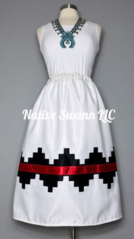 Navajo Basket Design Ivory Skirt w/ pockets