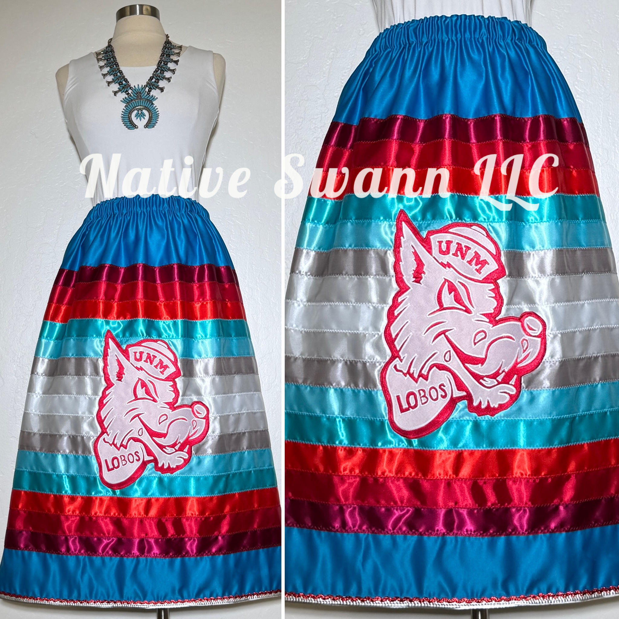 Turquoise Lobo Satin Ribbon Skirt w/ Pockets