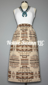 Beige Native Design Wool Skirt